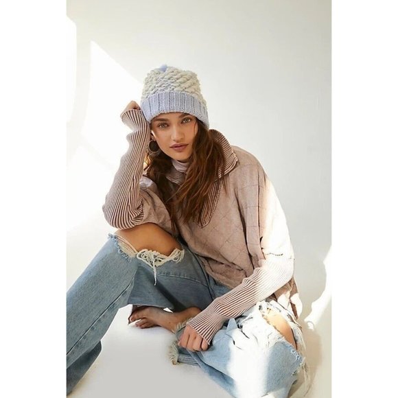 Free People Sweaters - NEW FREE PEOPLE ONE SHILOH OVERSIZED 1/2 ZIP PULLOVER SWEATSHIRT LILAC SZ L